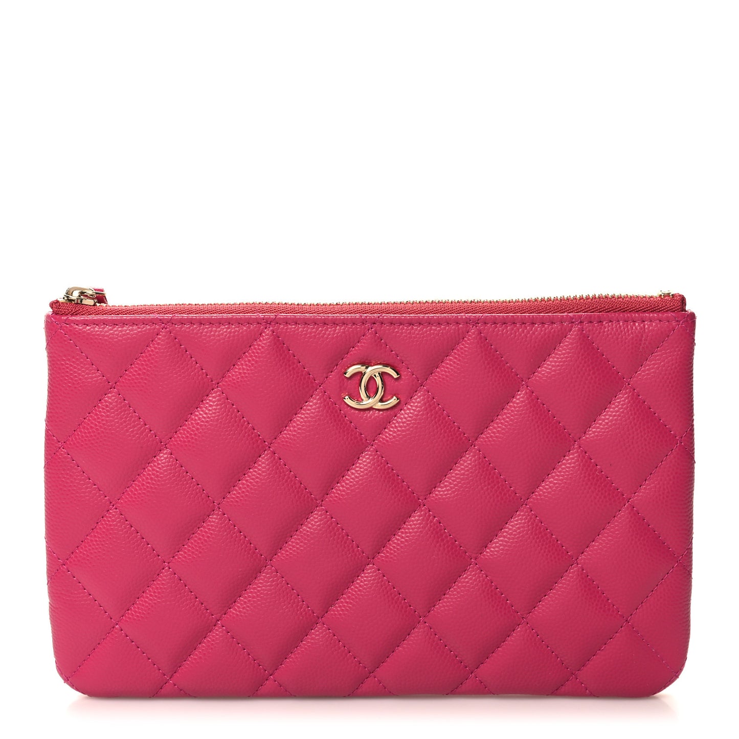 Caviar Quilted Cosmetic Case Fuchsia