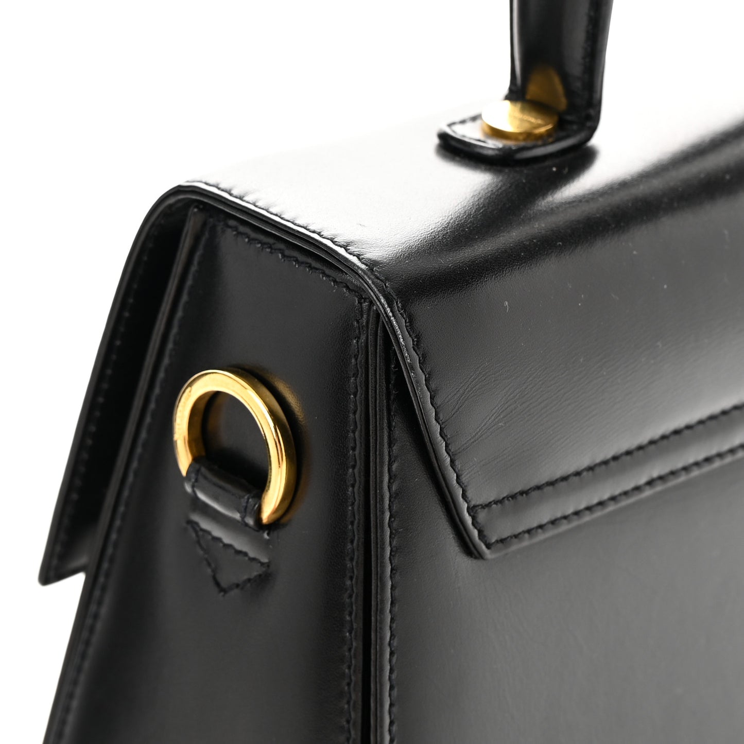 Brushed Off Calfskin Iconic Large Top Handle Bag Black