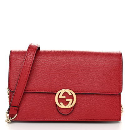 Gucci Dollar Calfskin Interlocking G Chain Wallet Red 1 of 9
