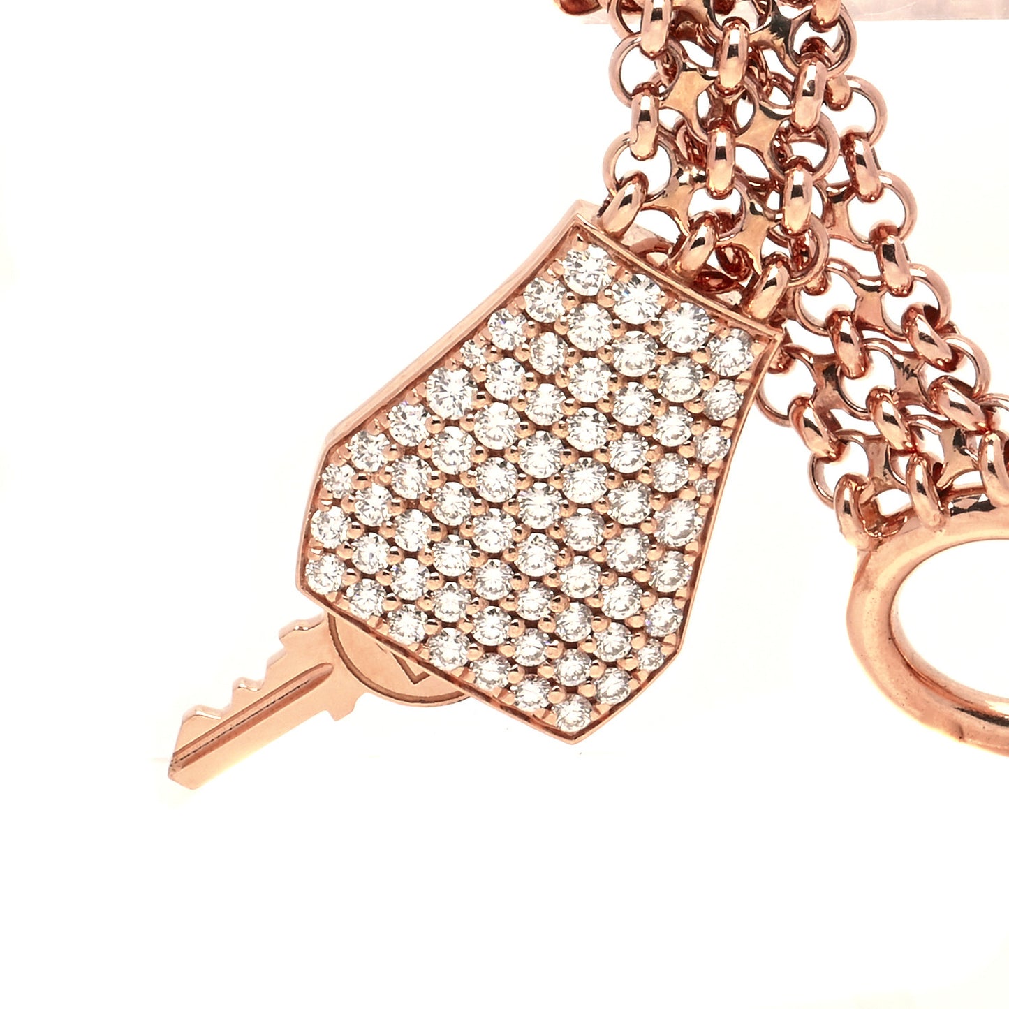 18K Rose Gold Pave Diamond GM Kelly Clochette Bracelet SH