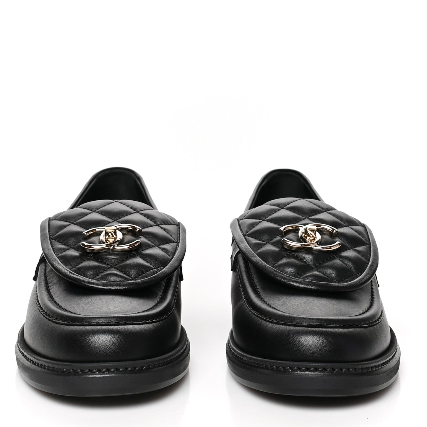 Lambskin Quilted CC Turnlock Loafers 42 Black