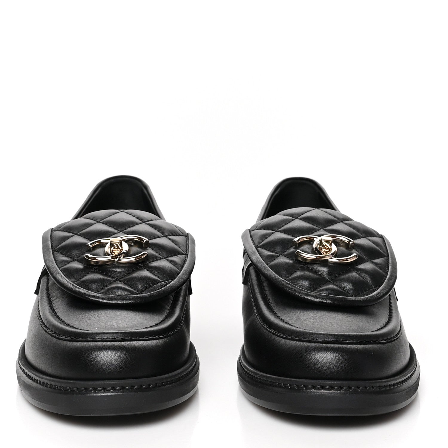 Chanel Lambskin Quilted CC Turnlock Loafers 42 Black 2 of 9