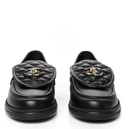 Chanel Lambskin Quilted CC Turnlock Loafers 42 Black 2 of 9