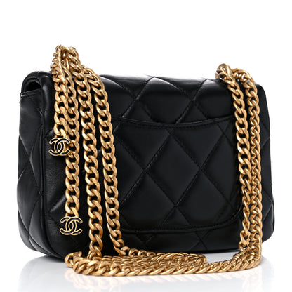 Chanel Lambskin Enamel Quilted Mini Pending CC Square Flap Black 3 of 11
