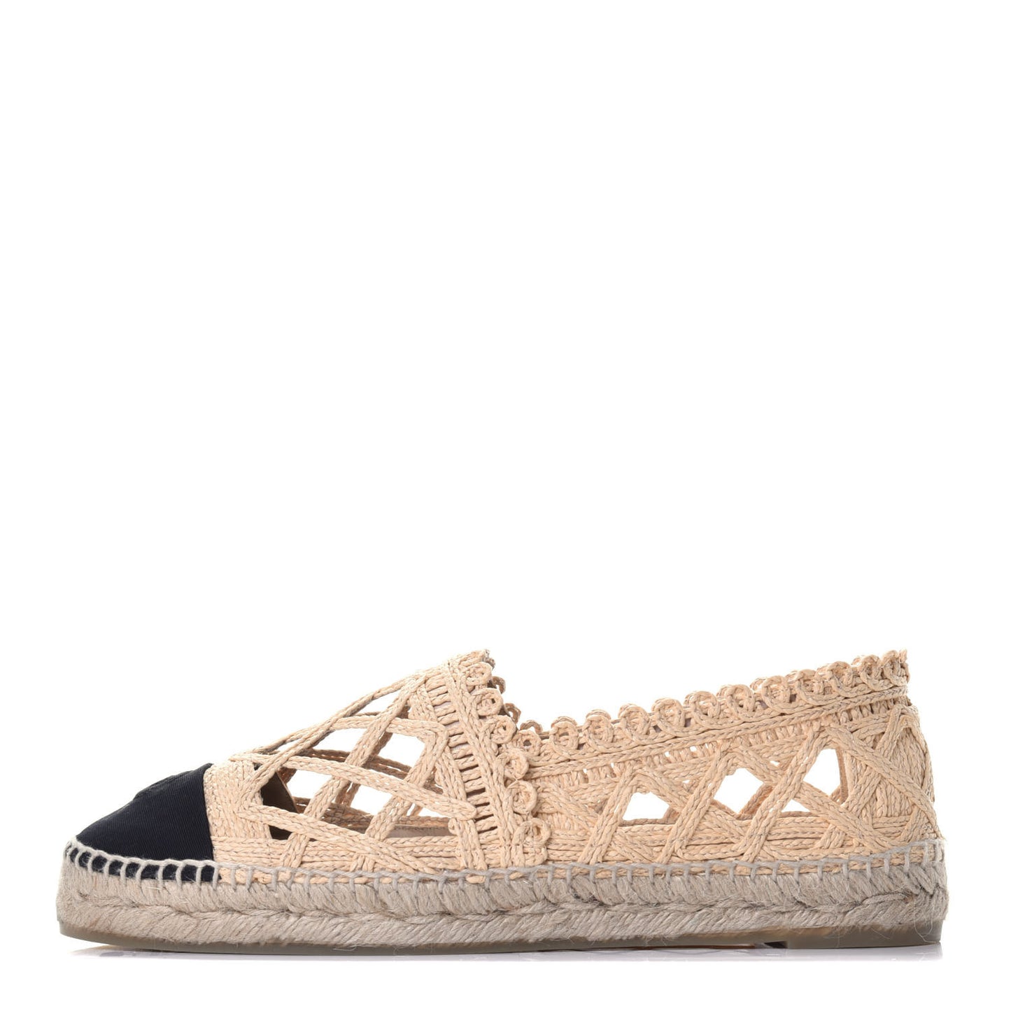 Raffia Fabric CC Espadrilles 41 Beige Black