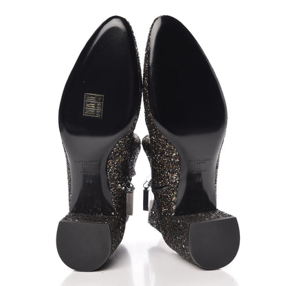 Saint Laurent Glitter Loulou Ankle Boots 39 Black Gold 5 of 8
