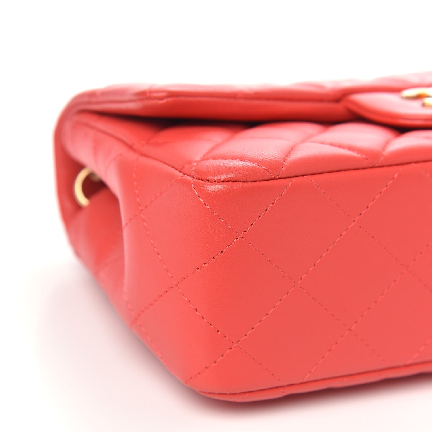 Chanel Lambskin Quilted Mini Rectangular Flap Coral 10 of 13