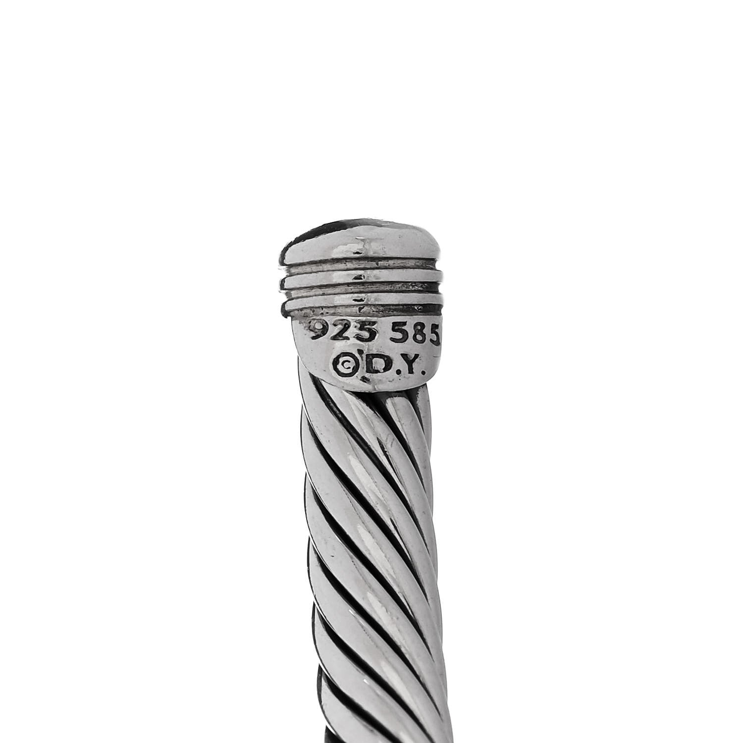 David Yurman Sterling Silver 14K Yellow Gold 5mm X Station Cable Bracelet 3 of 4