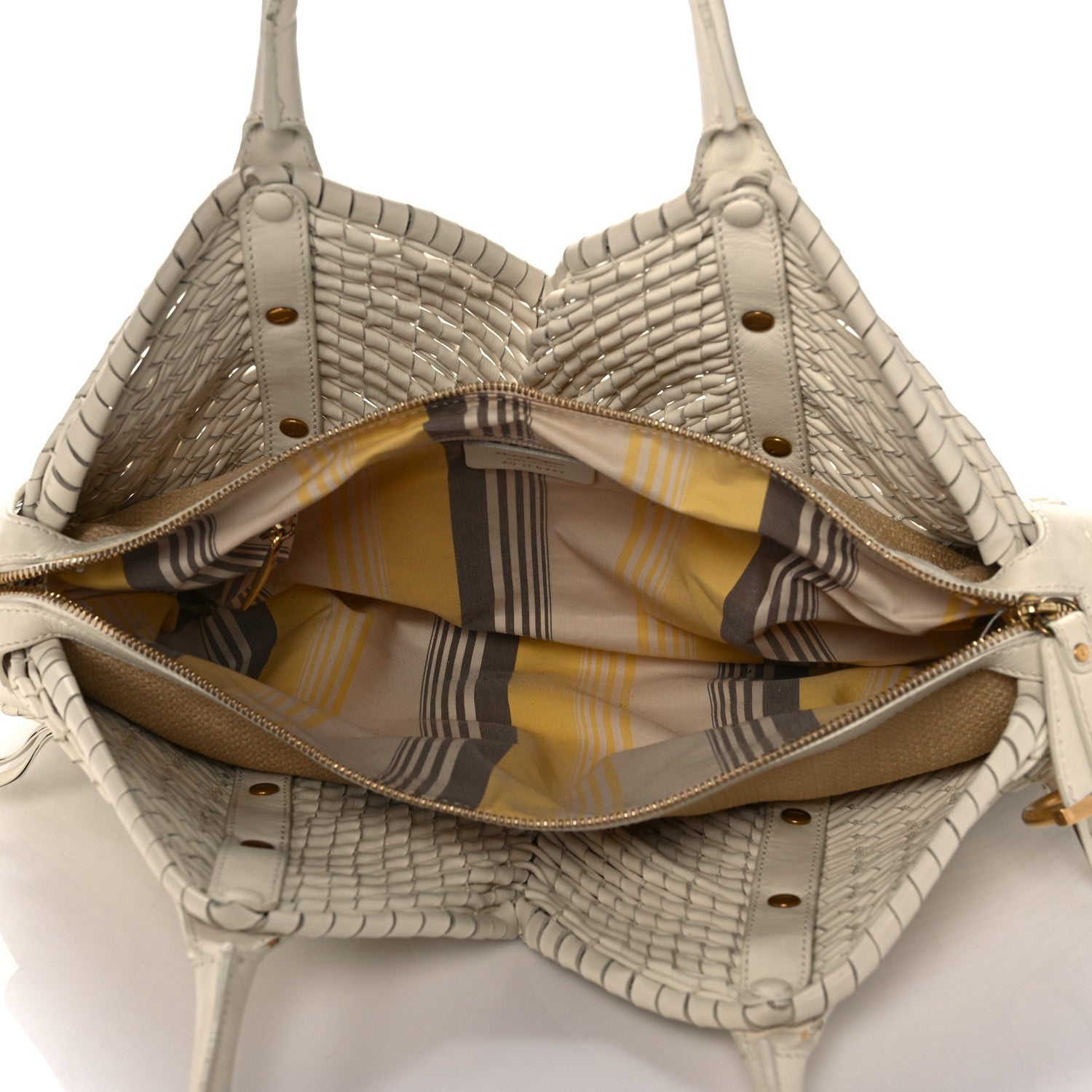 Salvatore Ferragamo Woven Calfskin Satchel White 12 of 17