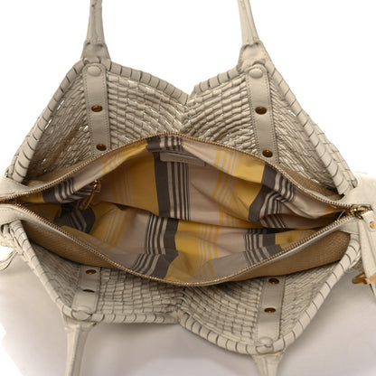 Salvatore Ferragamo Woven Calfskin Satchel White 12 of 17