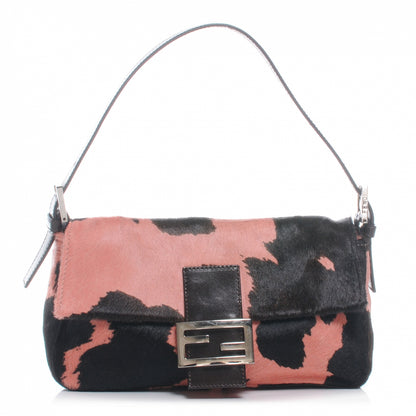 Fendi Calf Hair Cow Print Baguette Pink Black 1 of 8