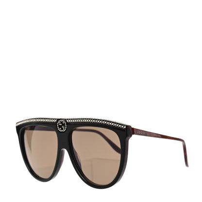 Gucci Aviator Crystal Brow Sunglasses GG0732S Havana Brown 1 of 8