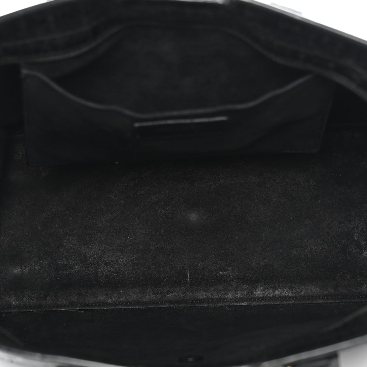 Calfskin Crocodile Embossed Small Monogram Cabas Black
