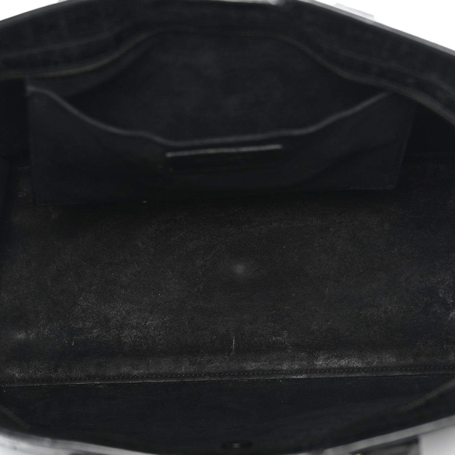 Saint Laurent Calfskin Crocodile Embossed Small Monogram Cabas Black 5 of 21