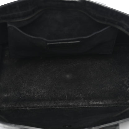 Saint Laurent Calfskin Crocodile Embossed Small Monogram Cabas Black 5 of 21
