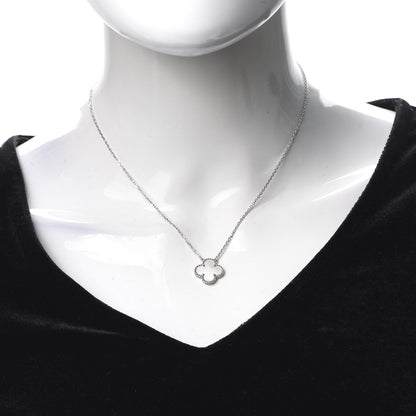 Van Cleef & Arpels 18K White Gold Mother of Pearl Vintage Alhambra Pendant Necklace 2 of 8