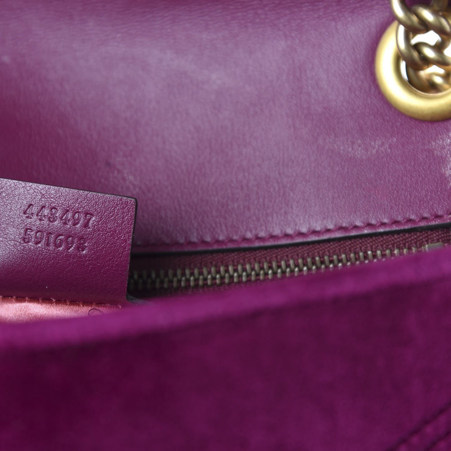 Velvet Matelasse Small GG Marmont Shoulder Bag Fuchsia Violet Cyclamen