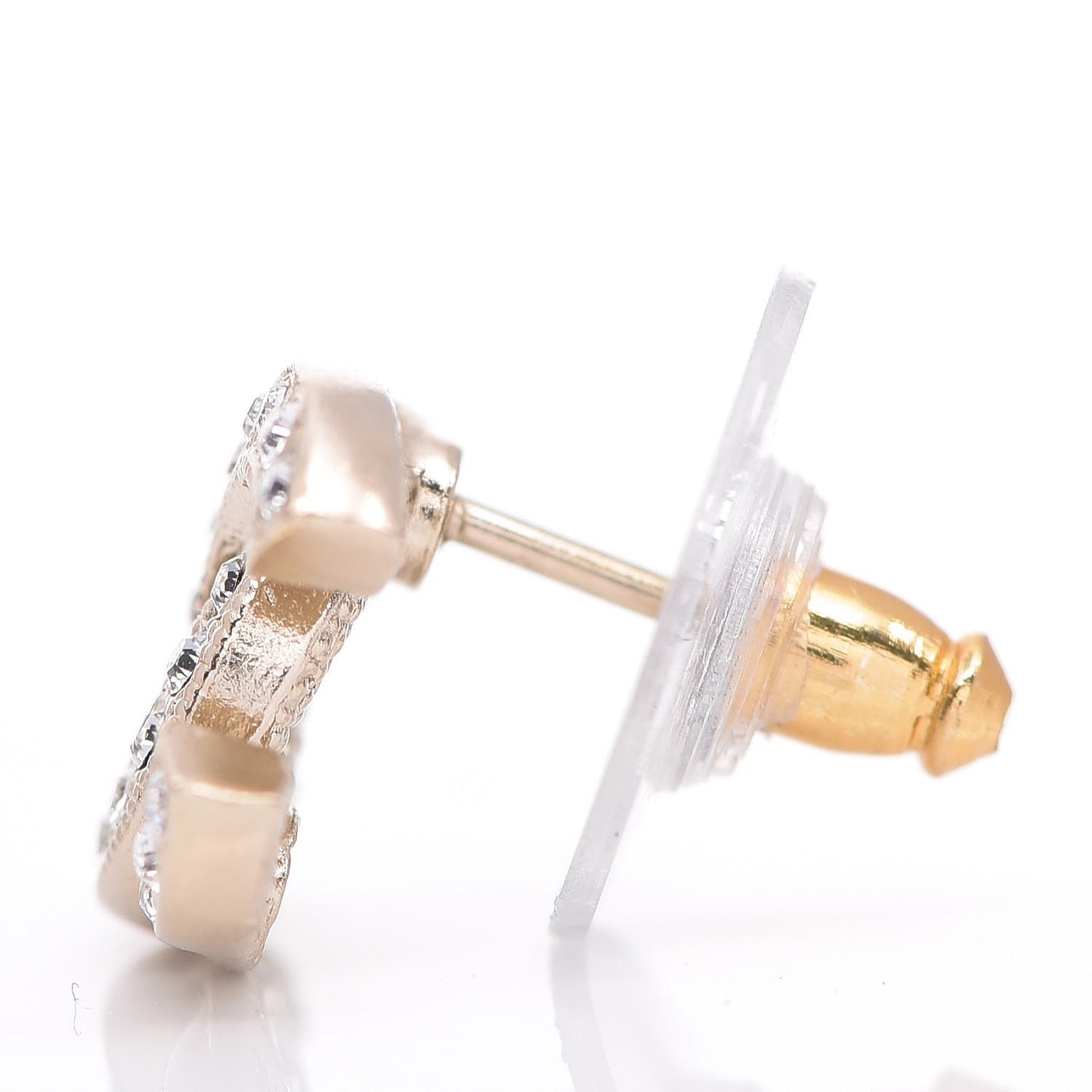 Crystal Mini CC Earrings Light Gold