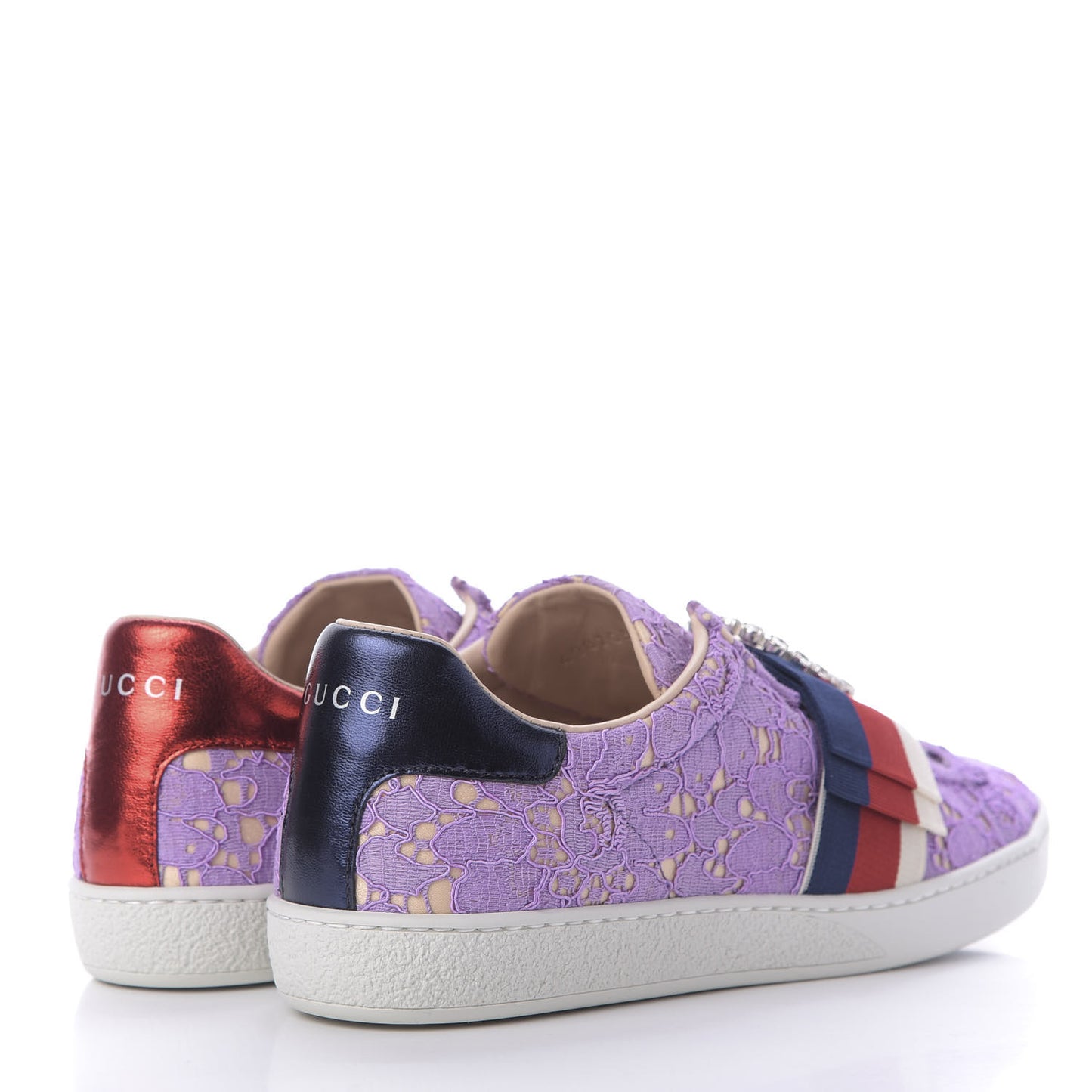 Lace Crystal Sylvie Web Flower Leaf Womens Ace Sneakers 37.5 Wisteria Perfect Pink