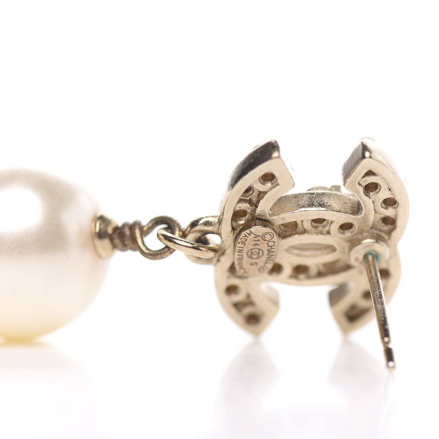 Pearl CC Drop Earrings Gold