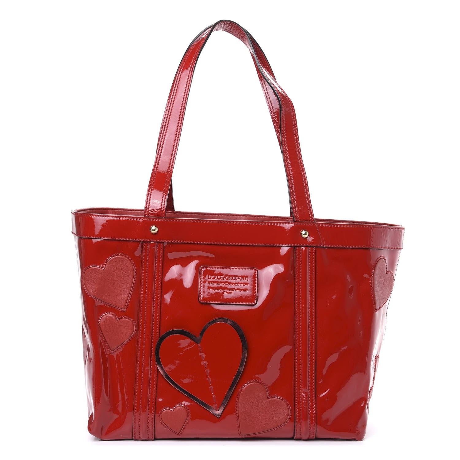 Dolce & Gabbana Vernice Vitello Heart Shopping Tote Red 1 of 11