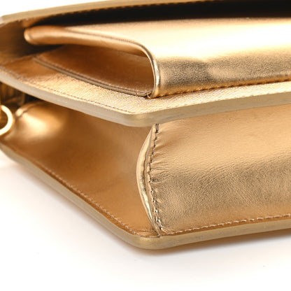 Prada Metallic City Calfskin Saffiano Envelope Flap With Chain Platino 7 of 8
