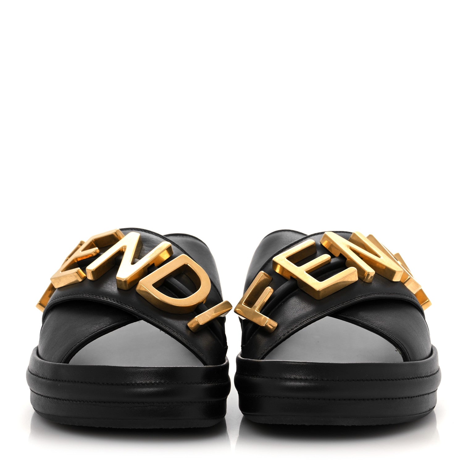 Fendi Vitello Womens Fendigraphy Slide Sandals 37 Black 2 of 10