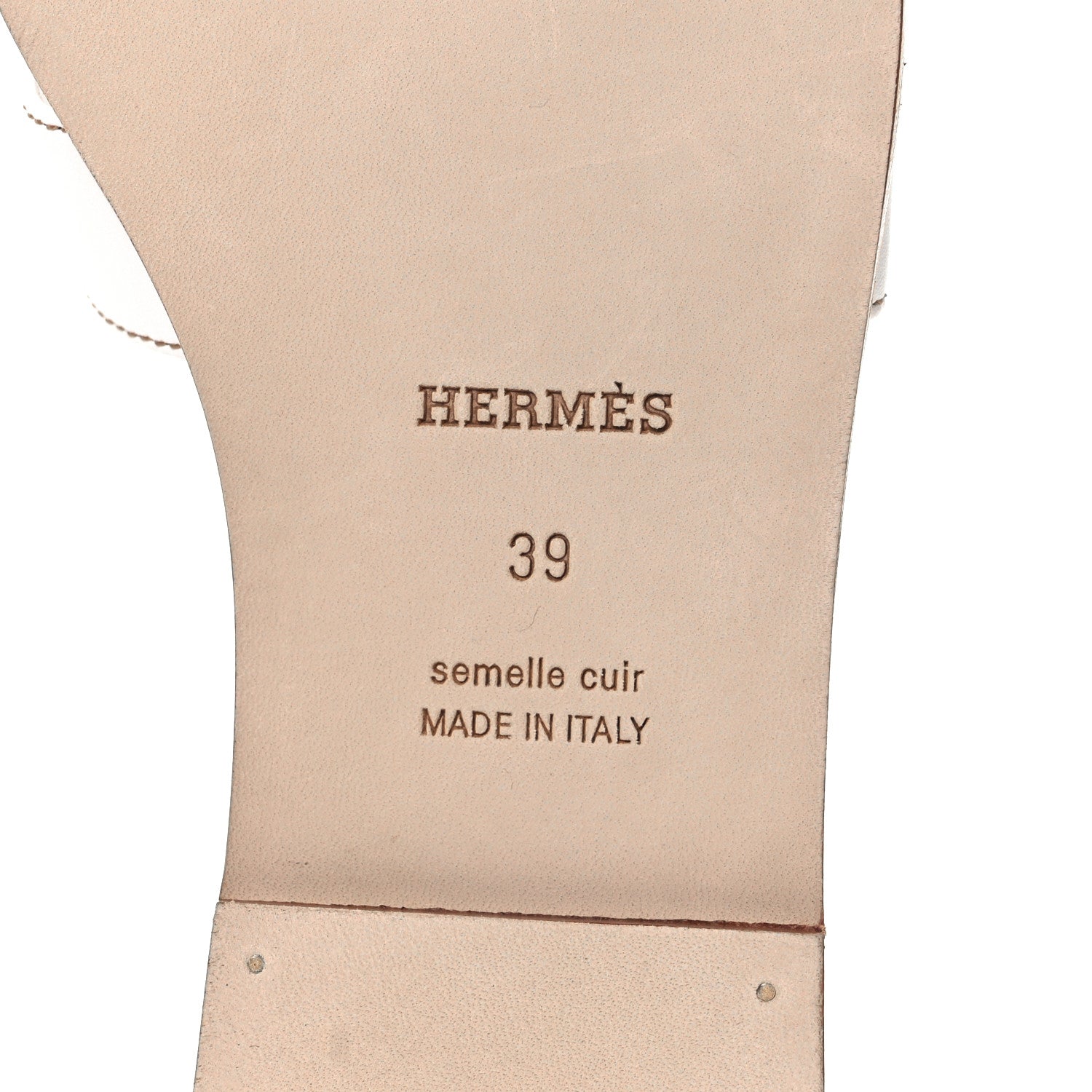 Hermes Box Calfskin Oran Sandals 39 White 7 of 9