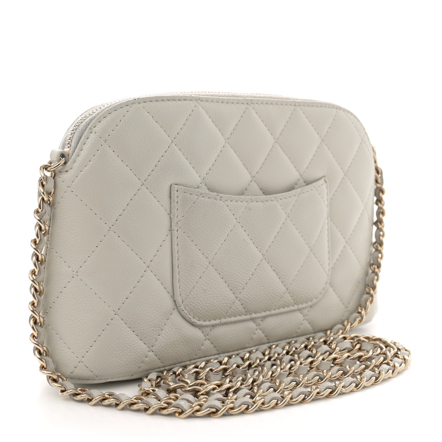Chanel Caviar Quilted Classic Clutch With Chain Light Grey 3 of 13