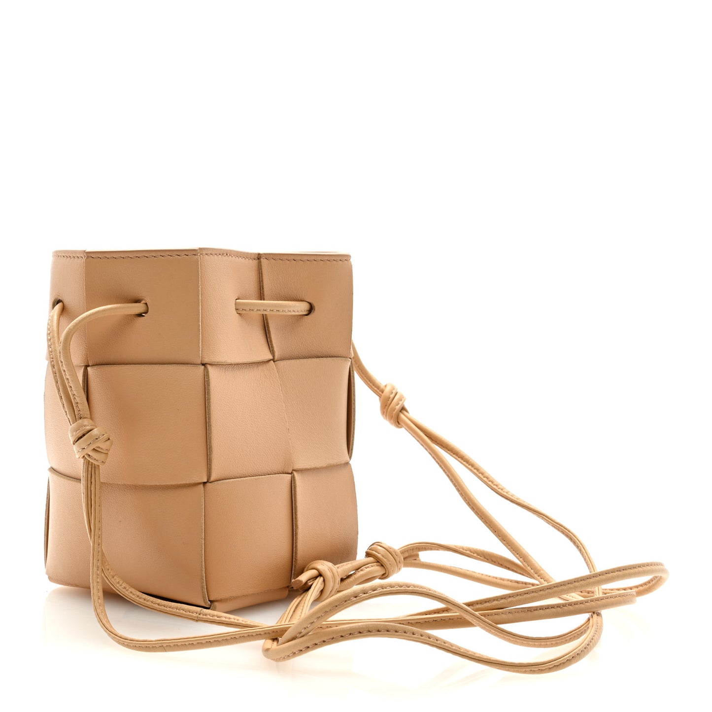 Nappa Maxi Intrecciato Mini Cassette Bucket Bag Almond