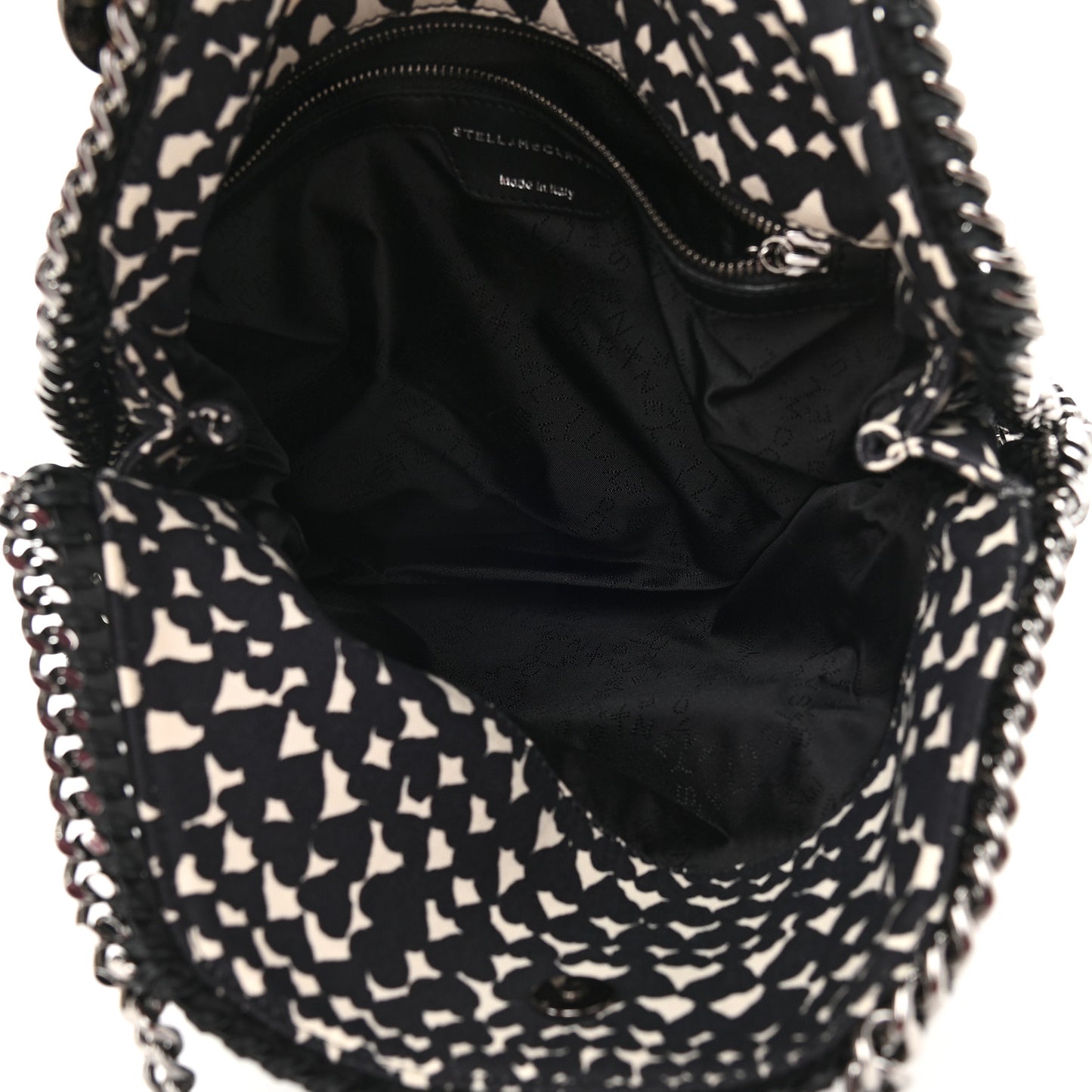 Cotton Canvas Hearts Falabella Fold Over Tote Black White