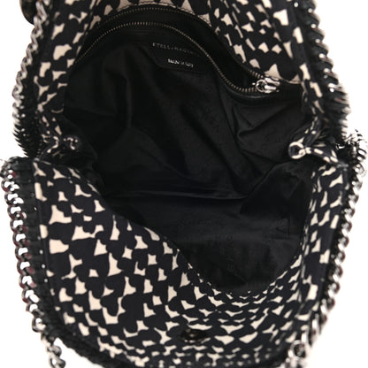 Stella McCartney Cotton Canvas Hearts Falabella Fold Over Tote Black White 5 of 9