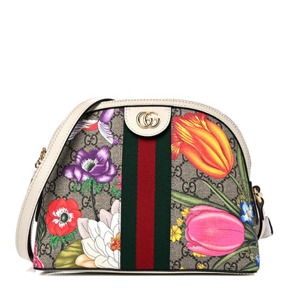 Gucci GG Supreme Monogram Flora Web GG Small Ophidia Dome Shoulder Bag White 1 of 12
