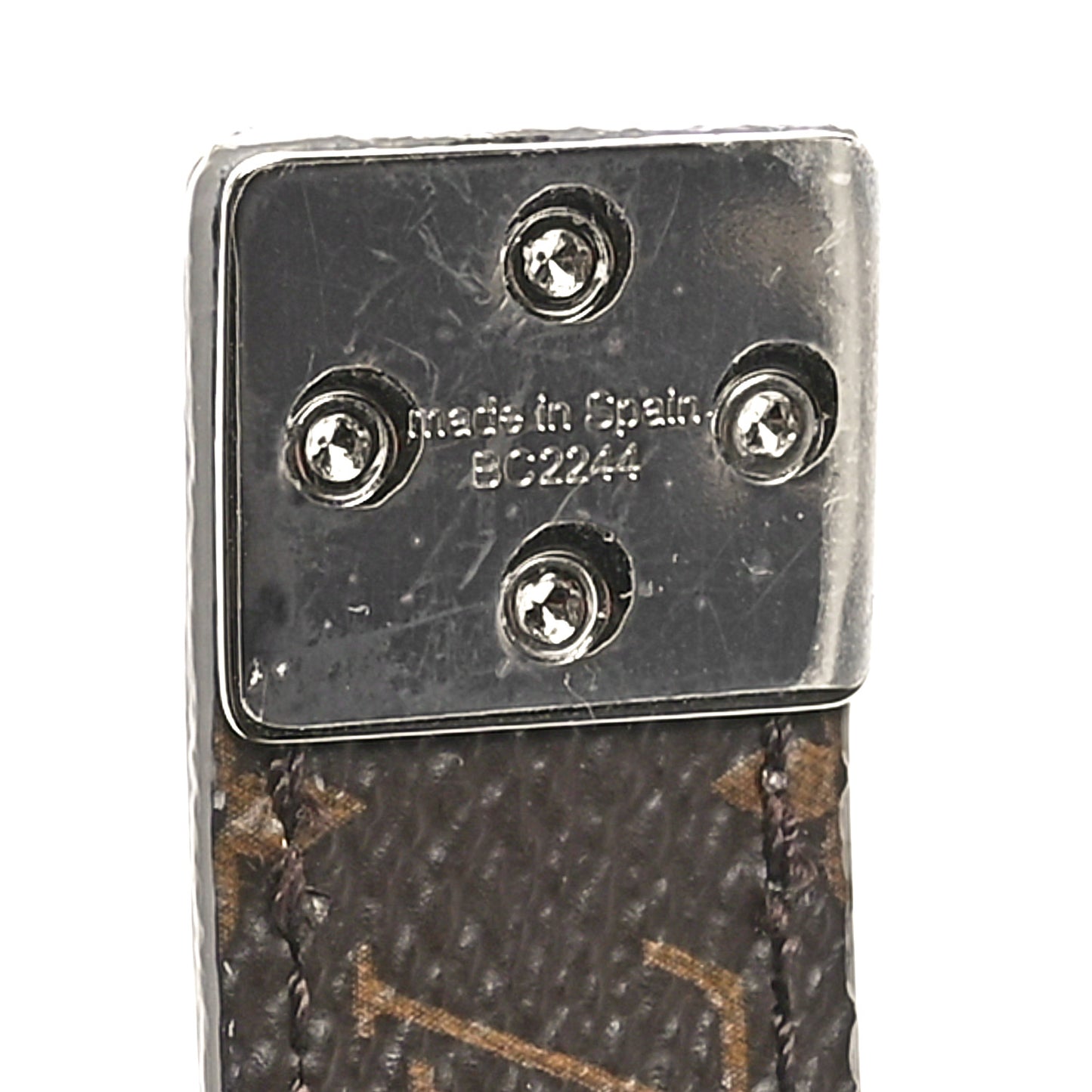 Metallic Calfskin Monogram Serrures 20mm Belt Silver
