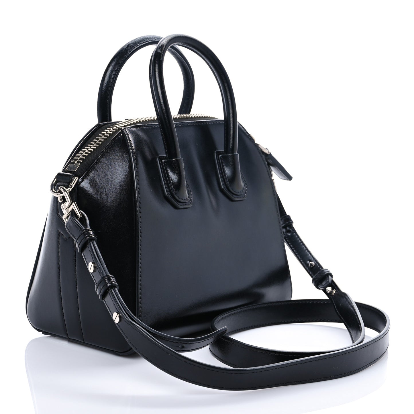 Shiny Lord Calfskin Mini Antigona Black