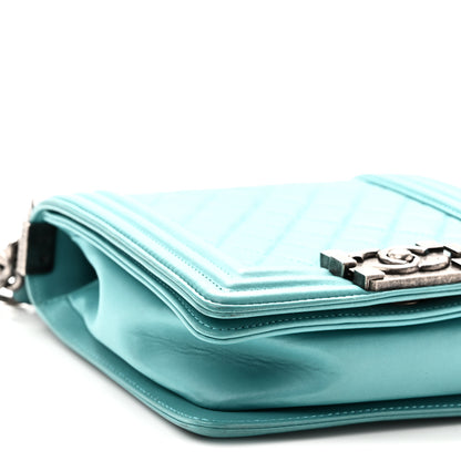 Chanel Calfskin Quilted North South Boy Flap Turquoise 9 of 10
