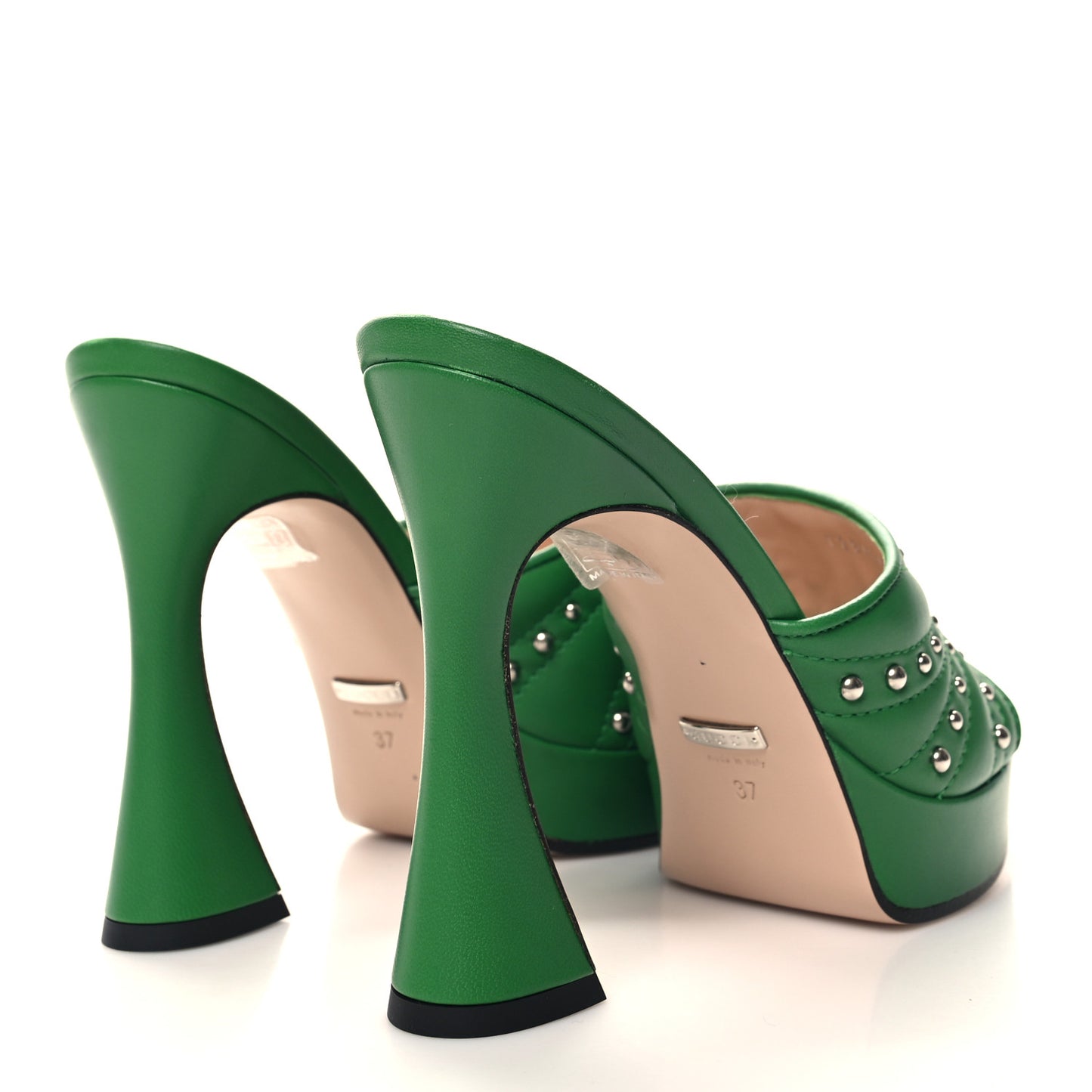 Calfskin Embellished Claire Mules 37 Spring Green