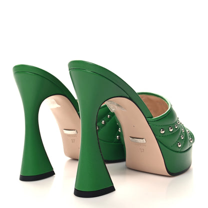 Gucci Calfskin Embellished Claire Mules 37 Spring Green 4 of 9