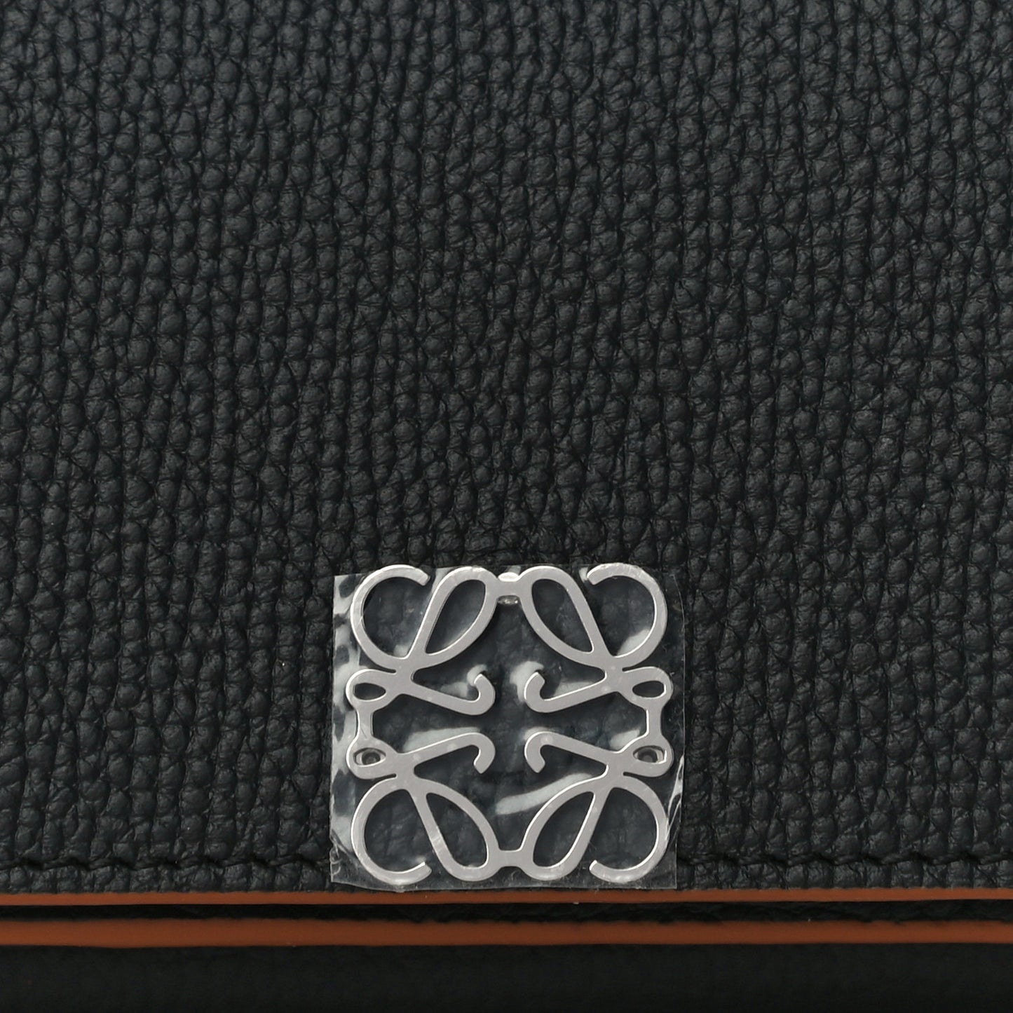 Grained Calfskin Anagram Trifold Wallet Black