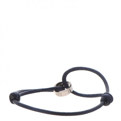 Cartier 18K White Gold Charity LOVE Adjustable Cord Bracelet Navy Blue 4 of 7