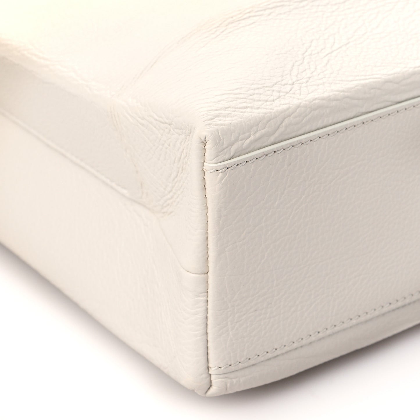 Calfskin Medium Logo North South Shopping Tote White