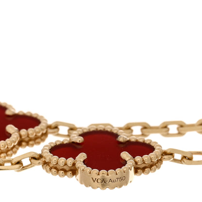 Van Cleef & Arpels 18K Yellow Gold Carnelian 5 Motifs Vintage Alhambra Bracelet 3 of 5
