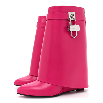 Givenchy Calfskin Shark Lock Ankle Boots 39.5 Neon Pink 3 of 12