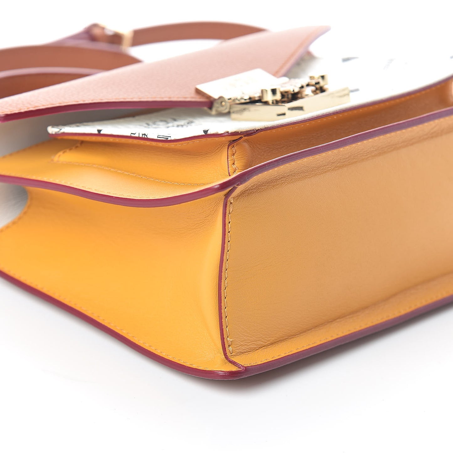 Visetos Small Patricia Satchel Cognac White