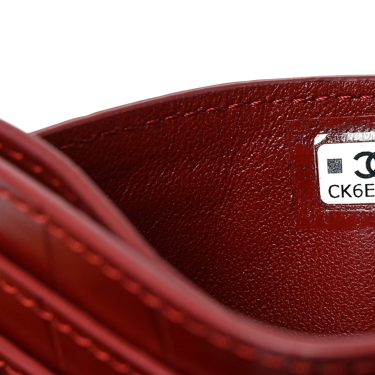 Calfskin Crocodile Embossed Crococo Card Holder Burgundy