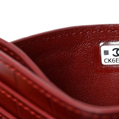 Chanel Calfskin Crocodile Embossed Crococo Card Holder Burgundy 7 of 8