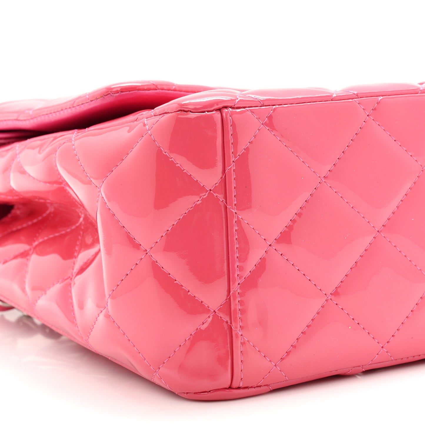 Patent Maxi Quilted Double Flap Fuchsia