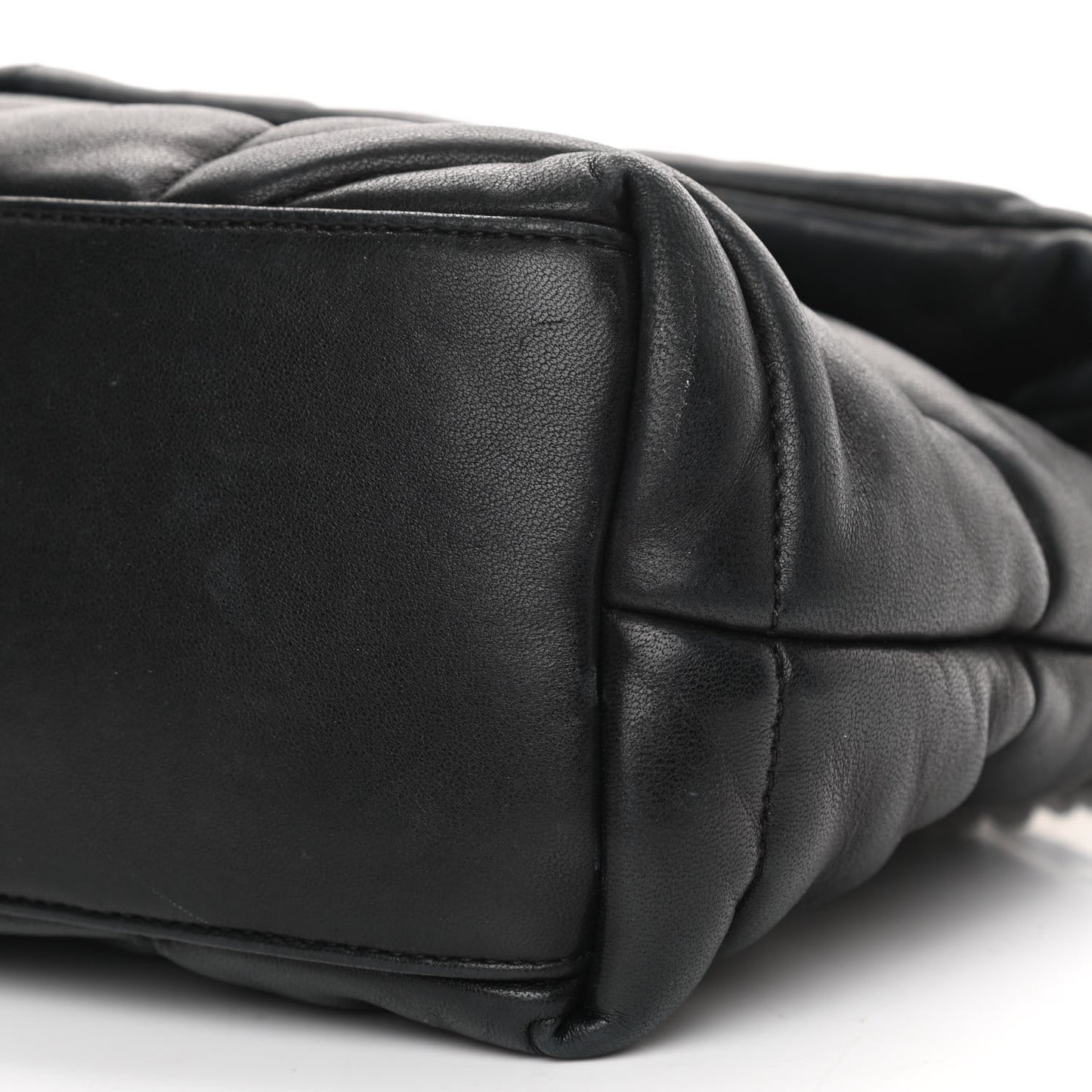 Lambskin Quilted Small Loulou Puffer Monogram Chain Satchel Black