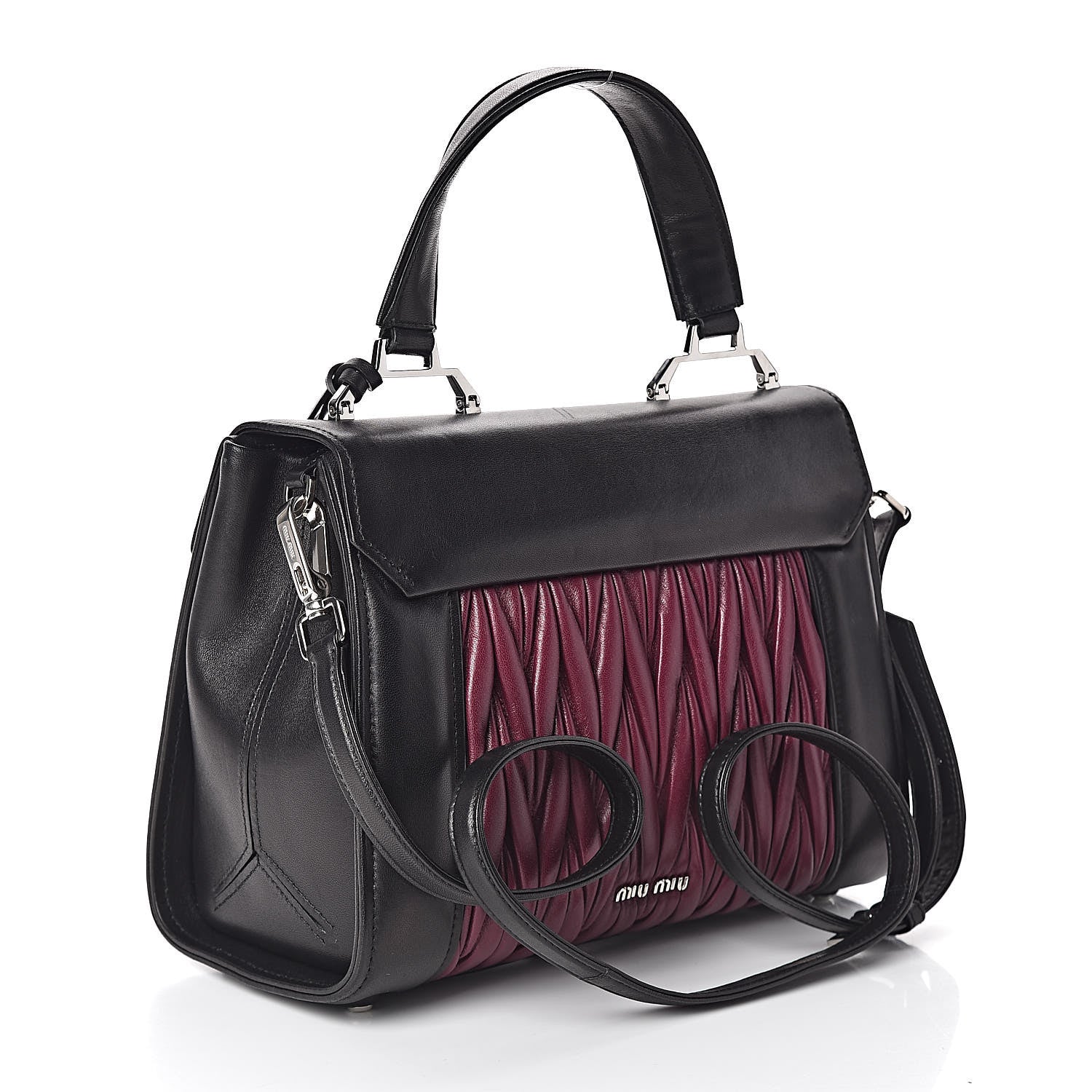 Miu Miu Nappa Matelasse Top Handle Tote Black Malva 3 of 8