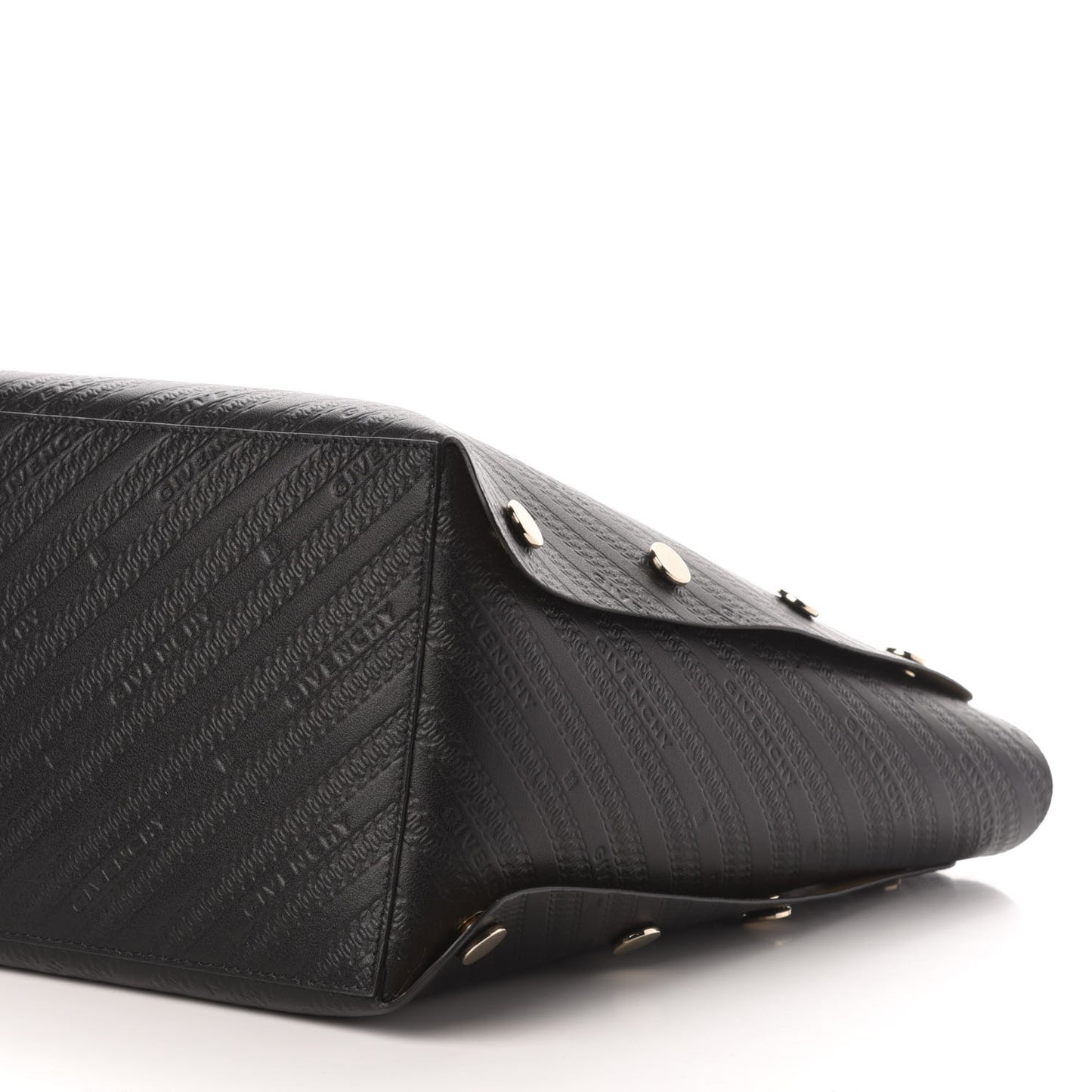 Calfskin Chain Embossed Medium Bond Shopper Tote Black